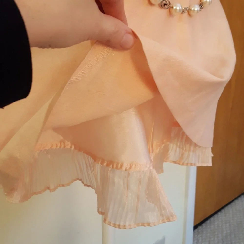 Bebe peach a-line linen mini skirt w/ lining/tulle - Picture 3 of 7